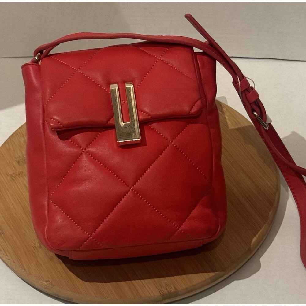 Vince Camuto Quilted Leather Crossbody Doty Red Purse NWOT